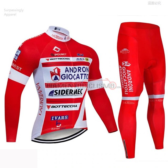 Abbigliamento Ciclismo Androni Giocattoli Manica Lunga 2019 Rosso Bianco